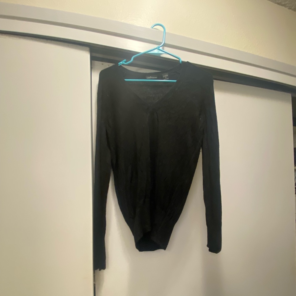 V neck black cashmere blend